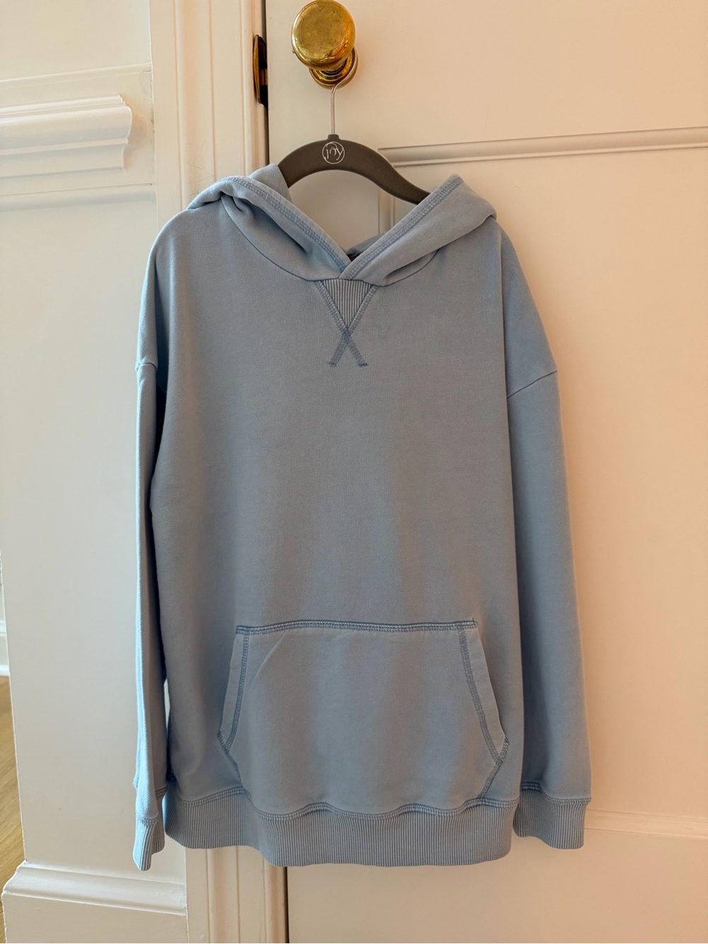 Mini Boden Garment Dyed Pale Blue Hoodie - Size 8-9Y